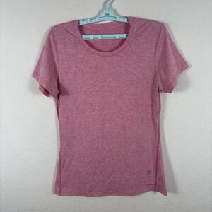 Icy Zone Womens Shirt Top M Medium Short Sleeve Solid Pink Crew Neck Excellent